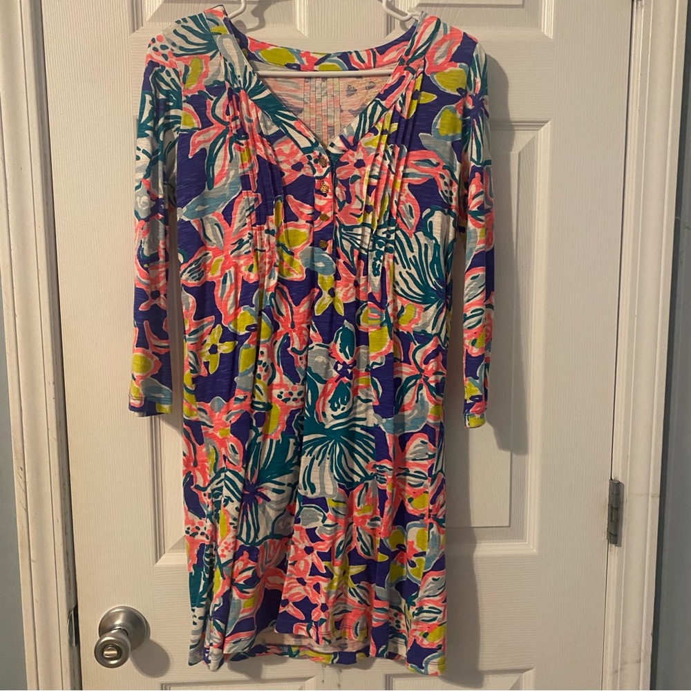 Lilly Pulitzer Multicolor Floral Tunic Dress - Pink, Navy, Green, Yellow